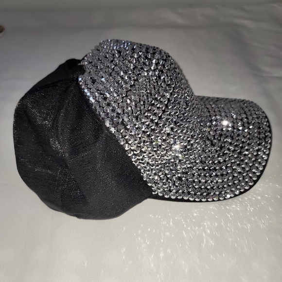 Black and Silver Rhinestone Cap - Picture 2 of 2